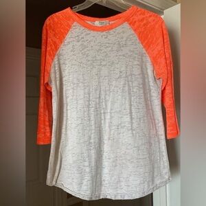 Vibrant Orange and White Raglan Sleeve Top